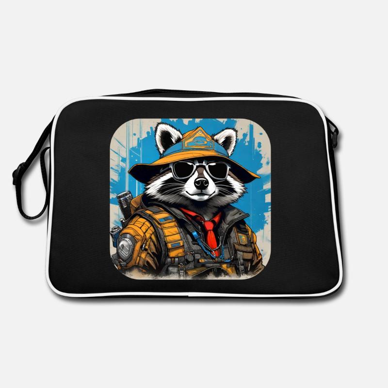 Cooler Cyberspace Waschbär Retro Tasche