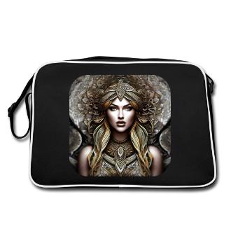 Mystische Fantasy Frau - Retro Tasche - Schwarz/Weiß - Hinten