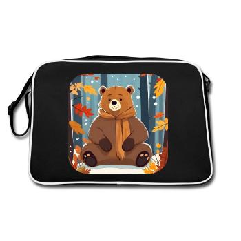 Casual bear in autumn - Retro Bag - black/white - Back