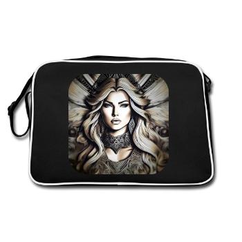 Mystische Fantasy Frau - Retro Tasche - Schwarz/Weiß - Hinten
