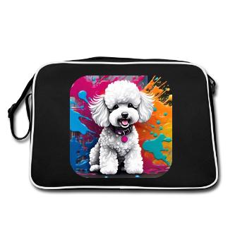 Caniche mignon avec fond coloré - Sac Retro - noir/blanc - Dos