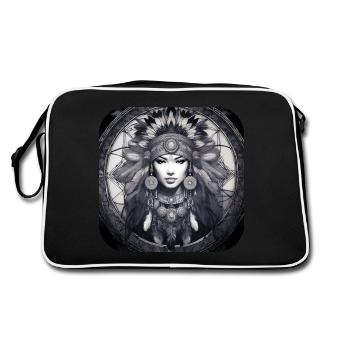 Chaman mystique avec plumes III - Sac Retro - noir/blanc - Dos