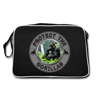 Protect the Gorillas - Retro Bag - black/white - Back