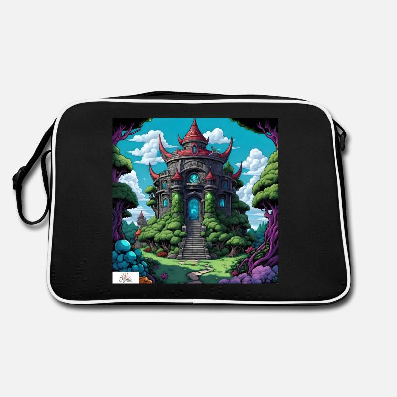 Tempel im Comic-Stil Retro Tasche