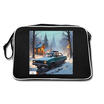 Gemütlicher Winter-Roadtrip - Retro Tasche - Schwarz/Weiß - Hinten