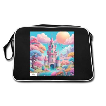 Pastel castle dreamscape - Retro Bag - black/white - Back