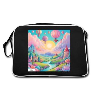Lovely & joyful fantasy dreamscape - Retro Bag - black/white - Back