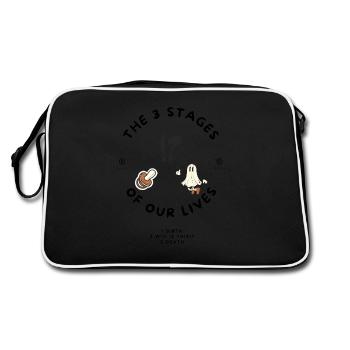 Leben in 3 Phasen Cartoon - Retro Tasche - Schwarz/Weiß - Hinten