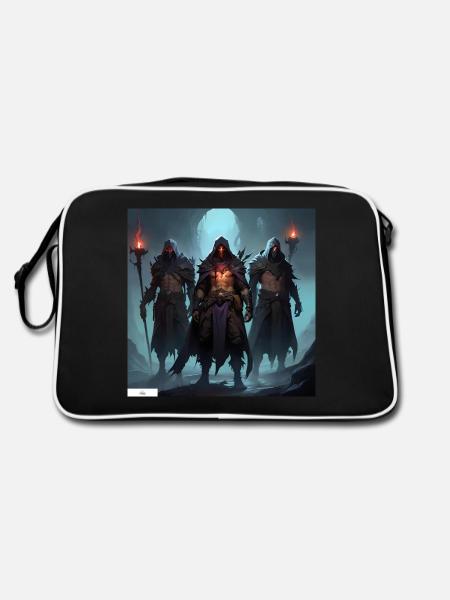 Vergessene Kriegerfreunde - Retro Tasche - Schwarz/Weiß - Hinten