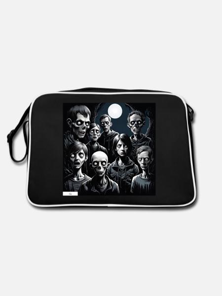Monster Menschen Porträt - Retro Tasche - Schwarz/Weiß - Hinten