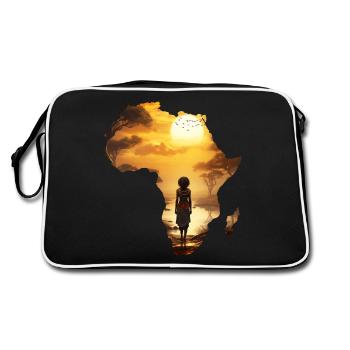 Africa Map Continent Outline Sunset - Retro Bag - black/white - Back