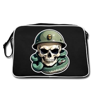 Snake Skeleton and Tattoo - Retro Bag - black/white - Back