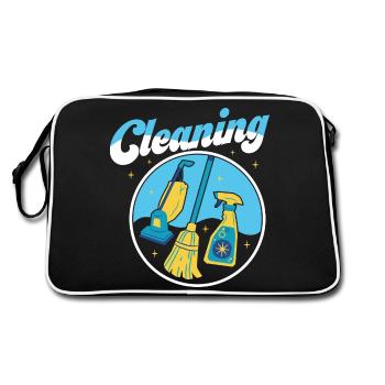 Cleaning Cleaner Housewife Housekeeping - Retro Tasche - Schwarz/Weiß - Hinten