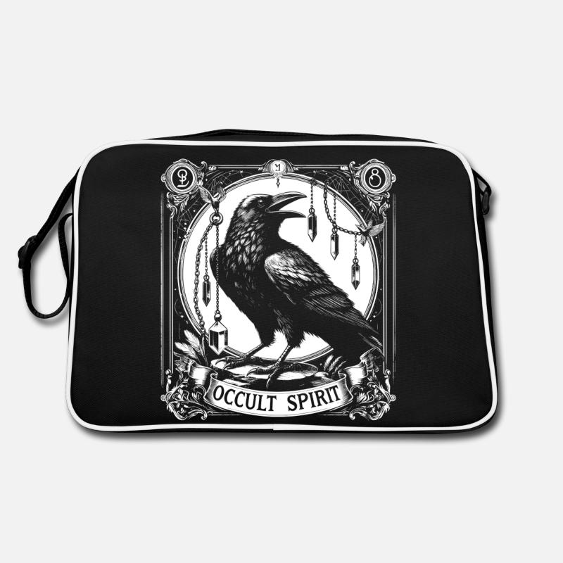 Okkulter Geist Rabe Pendel 2 - Retro Tasche - Schwarz/Weiß