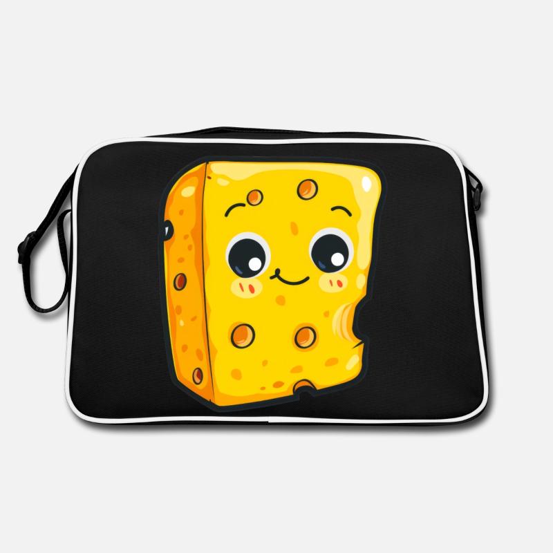 Morceau de fromage kawaii avec un visage mignon Sac Retro