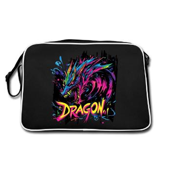 Dragon Fantasy Magic Mysticism Mythology Creature - Retro Bag - black/white - Back