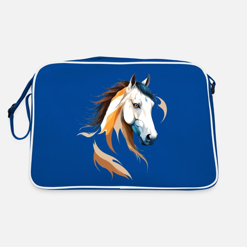 Pferd Vektor Kunst mit lebendiger Farbillustration Retro Tasche