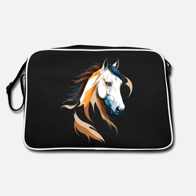 Pferd Vektor Kunst mit lebendiger Farbillustration Retro Tasche