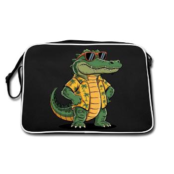 Alligator Funny Summer - Retro Bag - black/white - Back