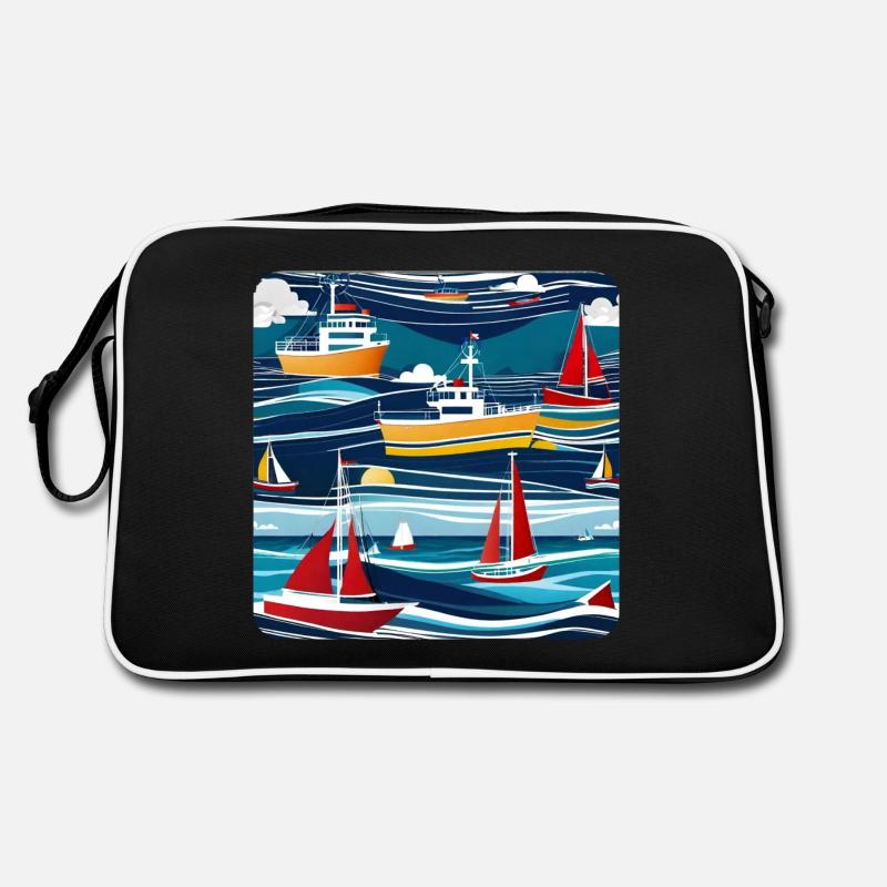 Boote und Schiffe - Retro Tasche - Schwarz/Weiß