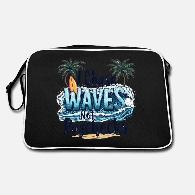 I Chase Waves Not Paychecks – Surfing & Freedom Retro Bag
