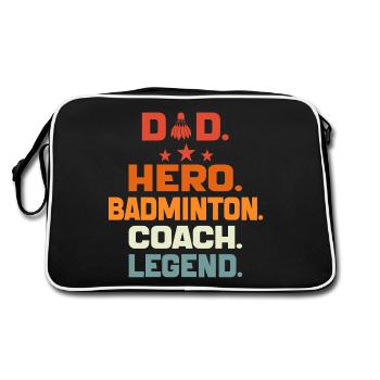 Dad Hero Badminton Coach Legend Badminton DAD Gift - Retro Bag - black/white - Back