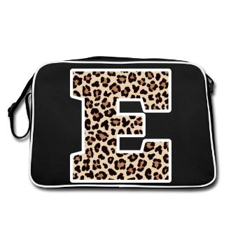 lettre E motif léopard -idée cadeau d’anniversaire - Sac Retro - noir/blanc - Dos