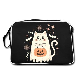 Chat fantôme d’Halloween - Sac Retro - noir/blanc - Dos