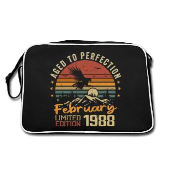 Né en Fevrier 1988 Anniversaire 1988 Février - Sac Retro - noir/blanc - Dos