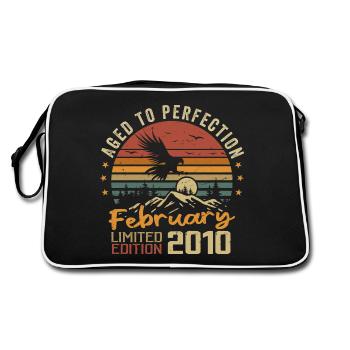 Born in February 2010 Birthday 2010 February - Retro Bag - black/white - Back