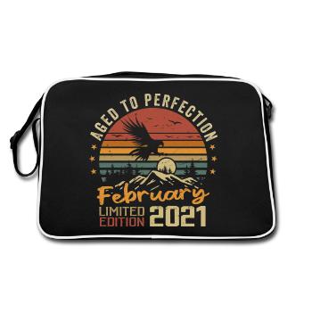 Born in February 2021 Birthday 2021 February - Retro Bag - black/white - Back