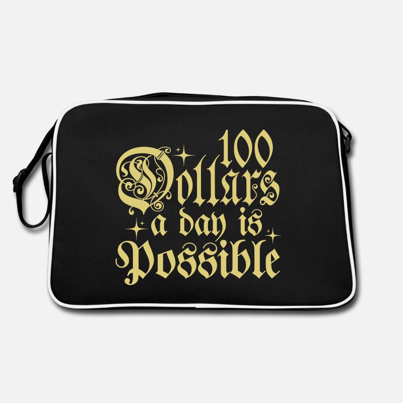 100 dollars par jour, c’est possible phrase de typographie Sac Retro