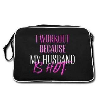 Je m’entraîne parce que mon mari est chaud et drôle fitness - Sac Retro - noir/blanc - Dos