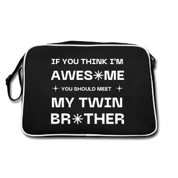 Drôle Correspondant Famille Dire Frère Frère Humour - Sac Retro - noir/blanc - Dos