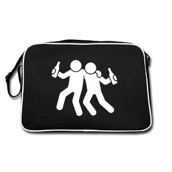 Kumpels Feier Design - Retro Tasche - Schwarz/Weiß - Hinten