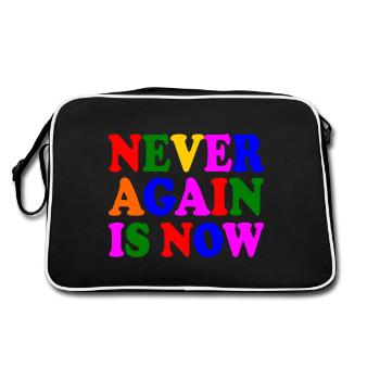 Never again is now - Retro Tasche - Schwarz/Weiß - Hinten