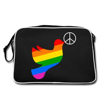 Dove of Peace Rainbow Flag Peace - Retro Bag - black/white - Back