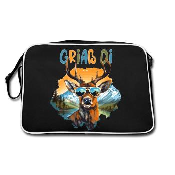 Griaß di Hirsch for the village festival Tracht Dorfkind - Retro Bag - black/white - Back