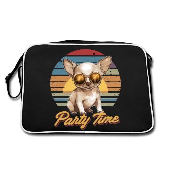 Dog Party Time - Retro Tasche - Schwarz/Weiß - Hinten