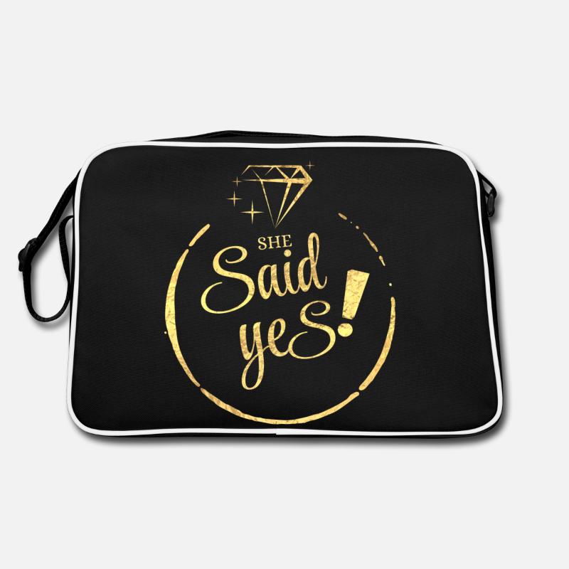 Sie sagte ja gold - Retro Tasche - Schwarz/Weiß