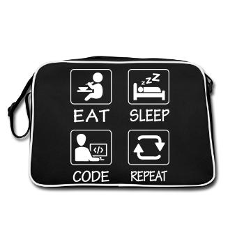 Eat Sleep Code Repeat - Retro Bag - black/white - Back