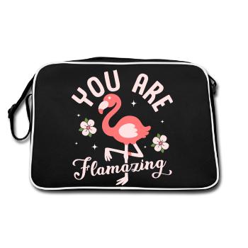 You Are Flamazing Pink Bird Cute - Retro Bag - black/white - Back
