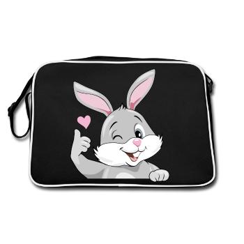 Sourire clin d’œil lapin aime - Sac Retro - noir/blanc - Dos