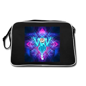 "Avalokiteśvara" Psytrance Goa Trance Style/Klar - Retro Tasche - Schwarz/Weiß - Hinten