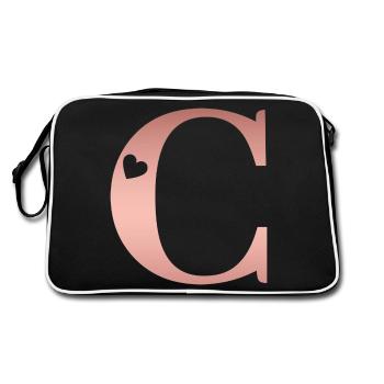 Buchstabe C Roségold - Retro Tasche - Schwarz/Weiß - Hinten