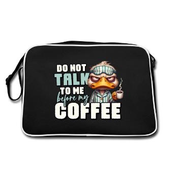 Grumpy duck with coffee - Retro Bag - black/white - Back