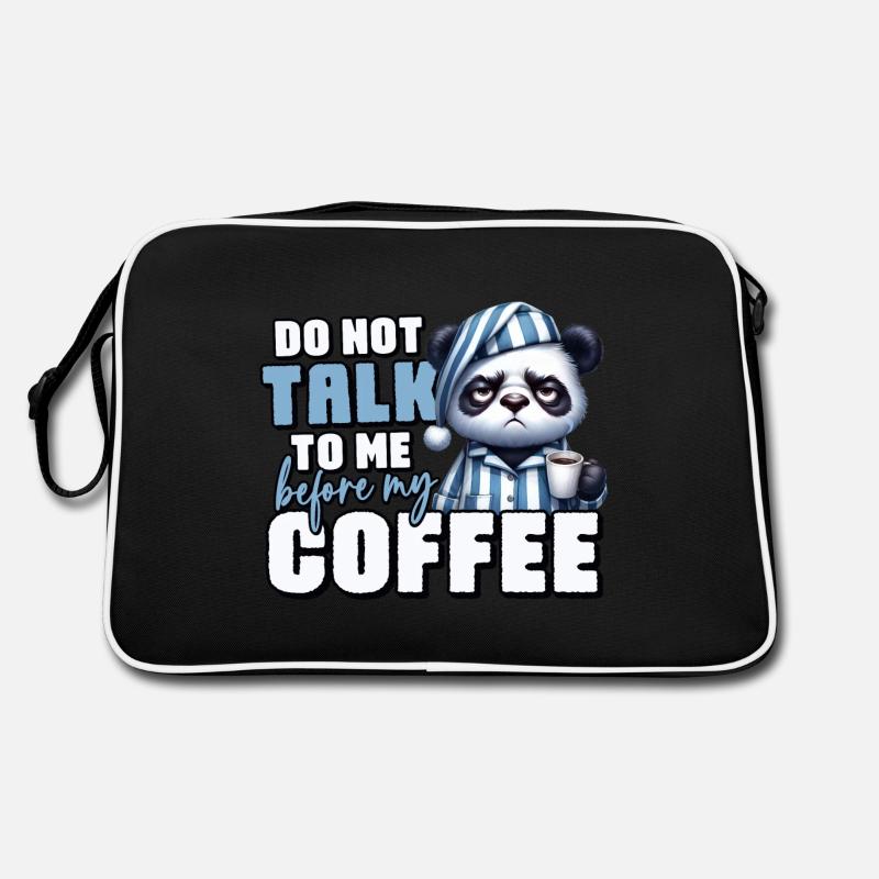 Grumpy panda bear with coffee Retro Bag