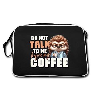 Grumpy hedgehog with coffee - Retro Bag - black/white - Back