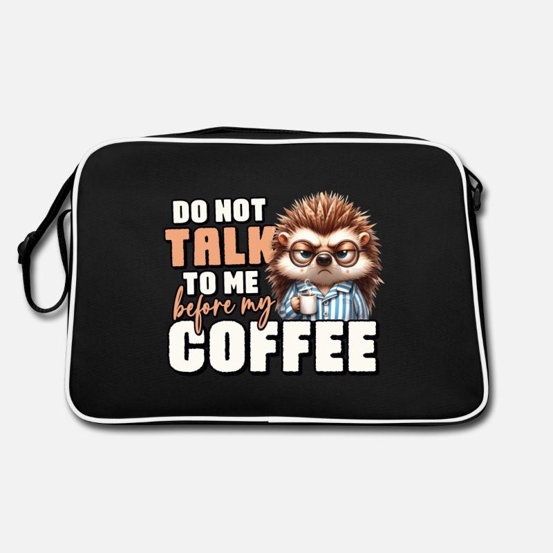 Grumpy hedgehog with coffee Retro Bag