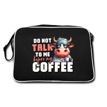 Tired cow with coffee - Retro Bag - black/white - Back